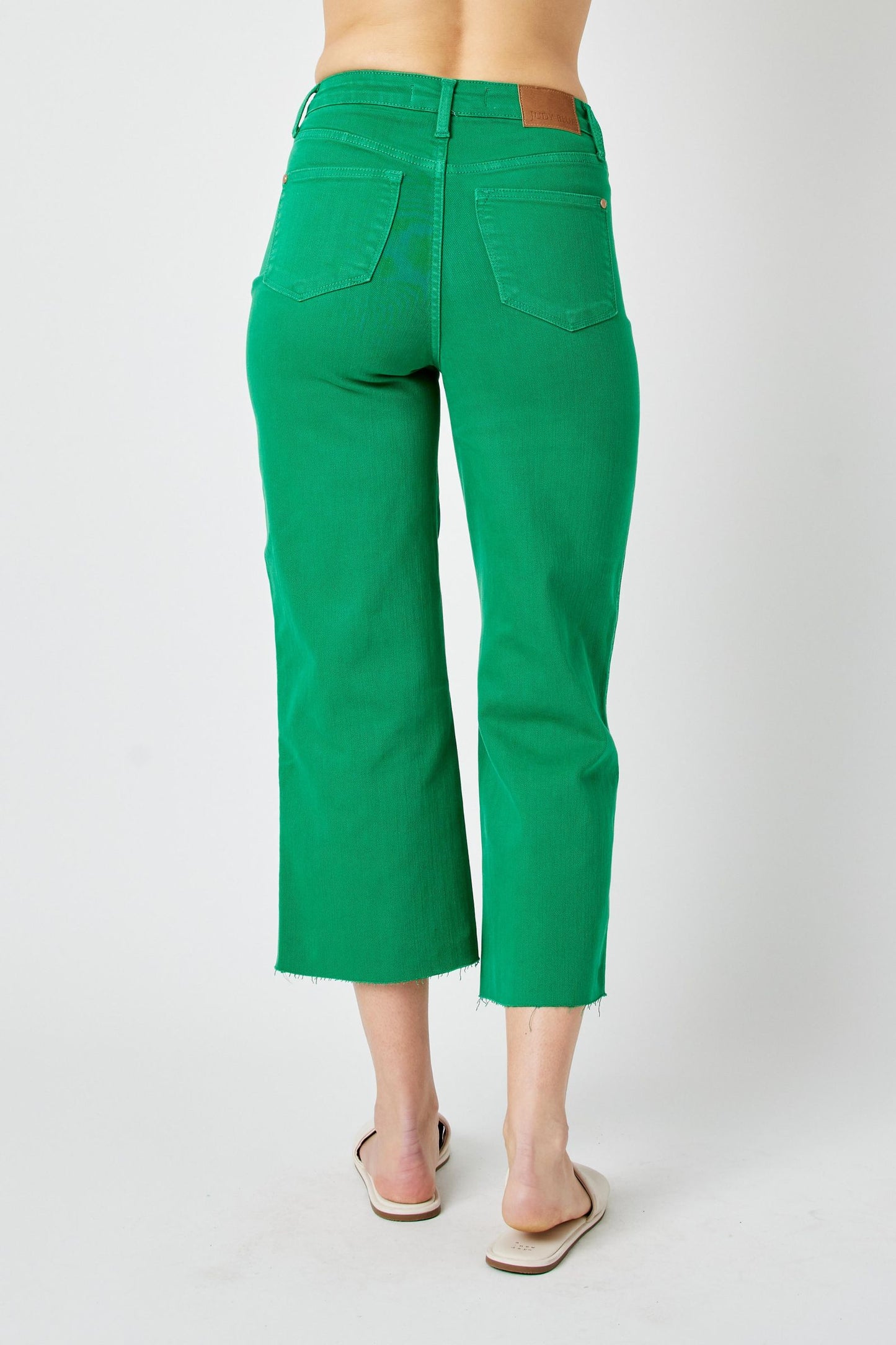 SALE* Judy Blue GREEN H/W Garment Dyed Tummy Control Crop Wide 88839