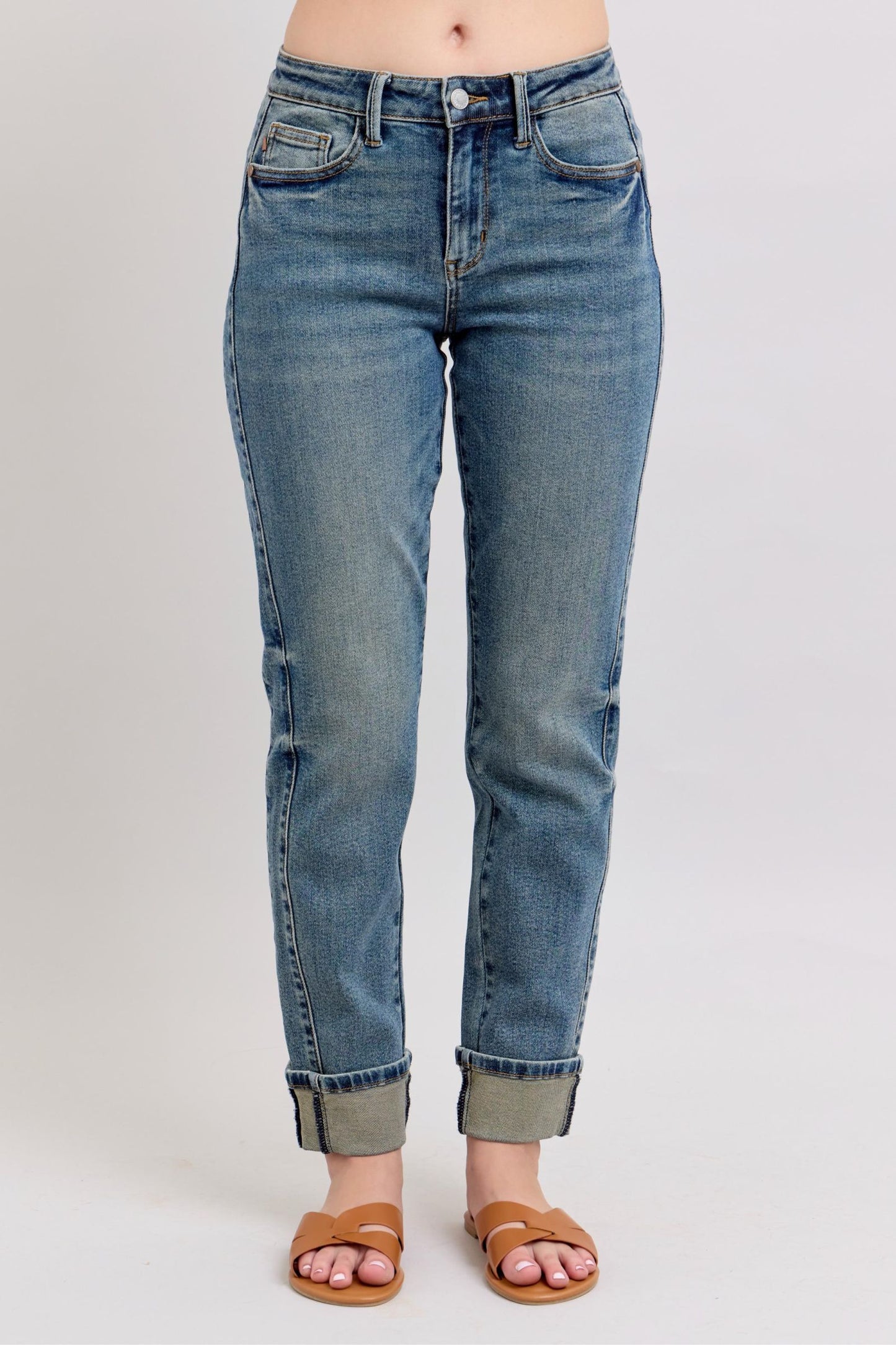Judy Blue Mid Rise Vintage Wash Boyfriend Jeans 88946