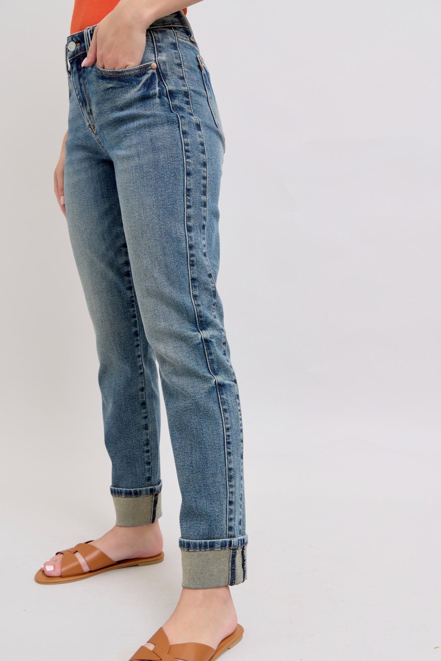 Judy Blue Mid Rise Vintage Wash Boyfriend Jeans 88946