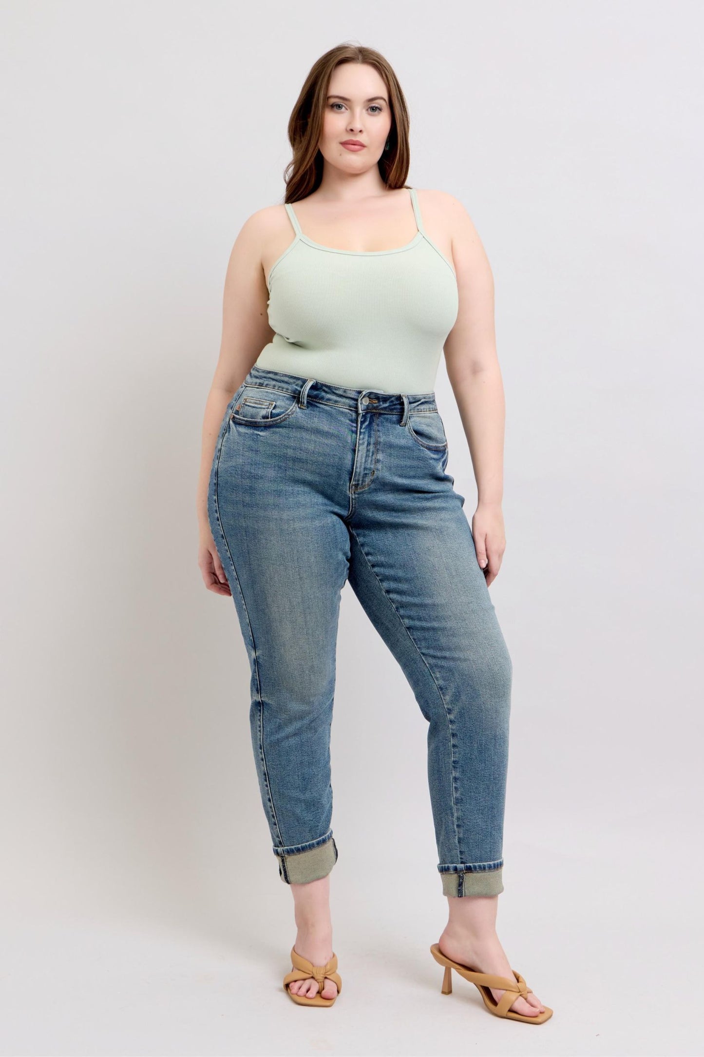 Judy Blue Mid Rise Vintage Wash Boyfriend Jeans 88946
