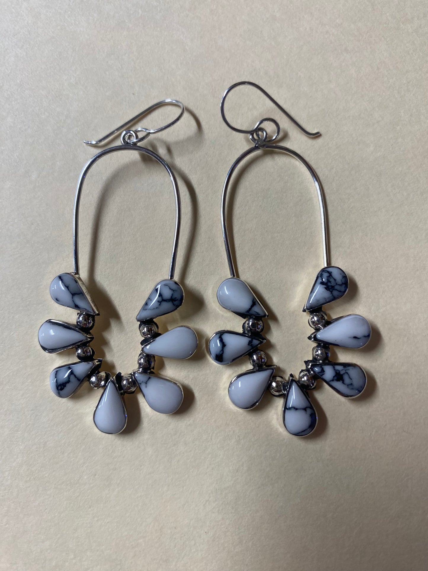 BOHO SOL White Howlite Naja Oval Sterling Earrings