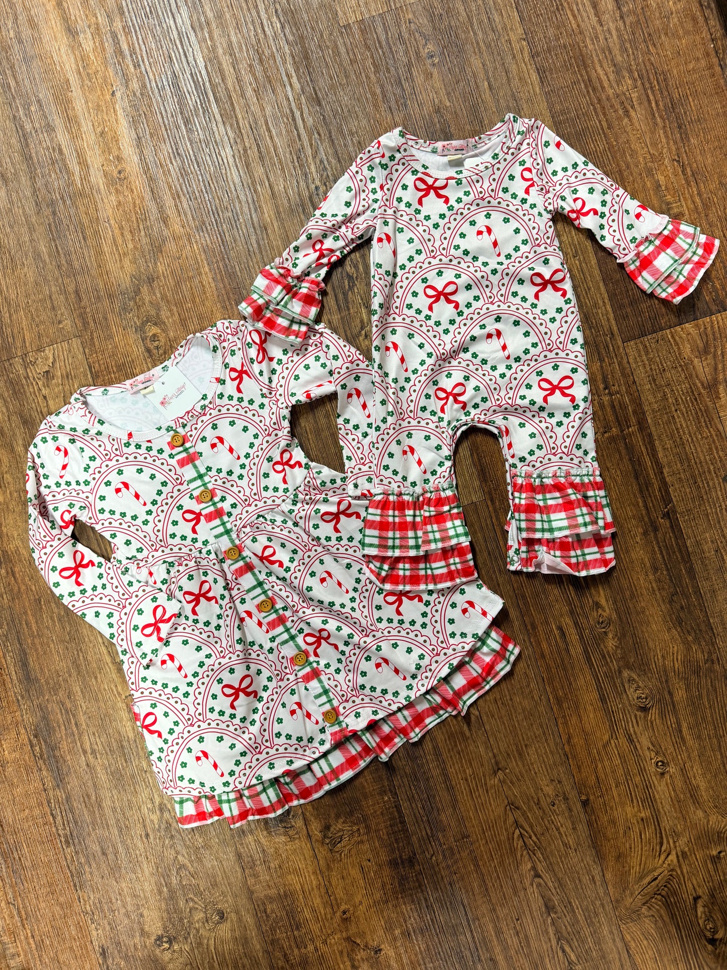 Scallop Candy & Bows Baby Romper