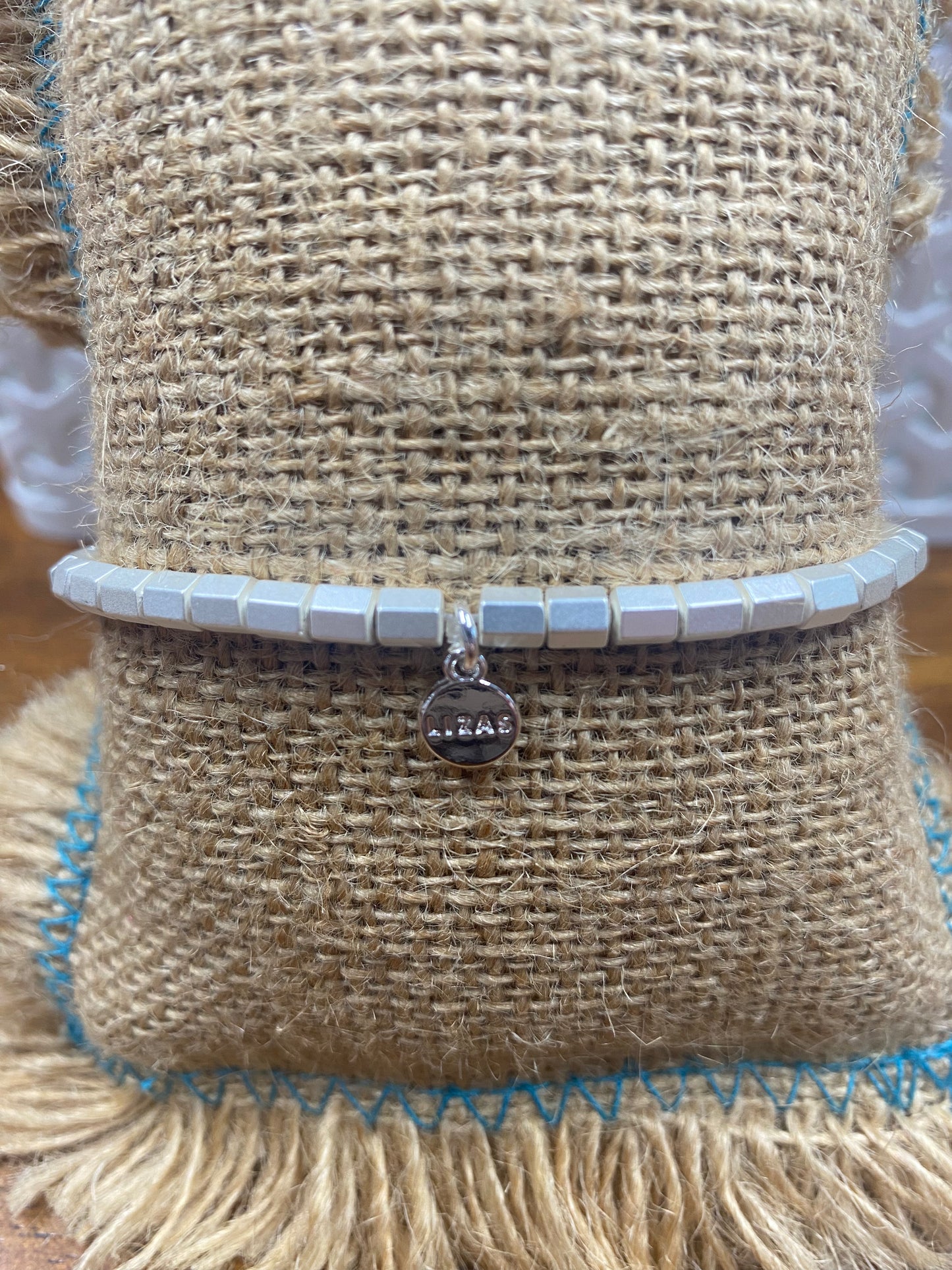 Livingston Bracelet - Silver Hexagon Beads Elastic Bracelet