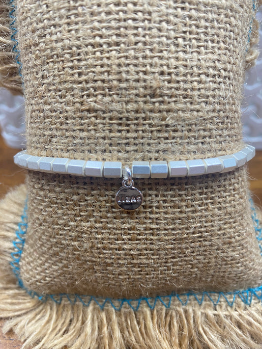 Livingston Bracelet - Silver Hexagon Beads Elastic Bracelet