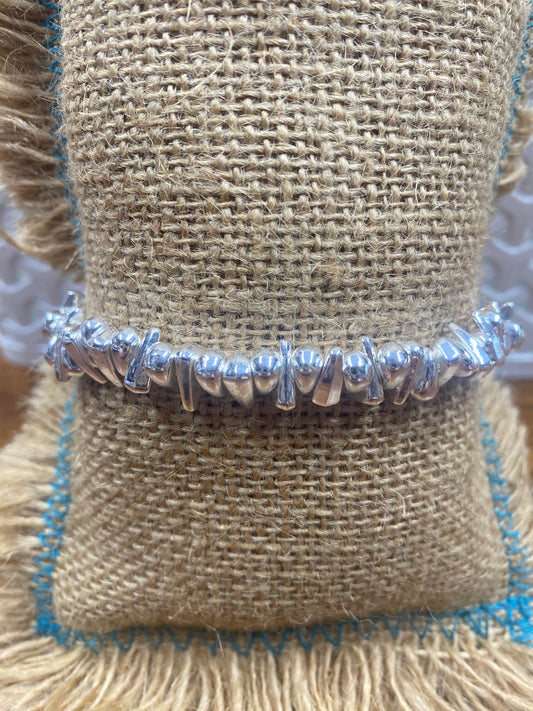 Livingston Bracelet - Silver Chunky Elastic Bracelet
