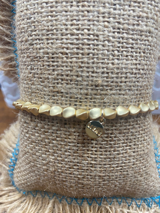 Livingston Bracelet - Gold Matte Spiral Bead Elastic Bracelet