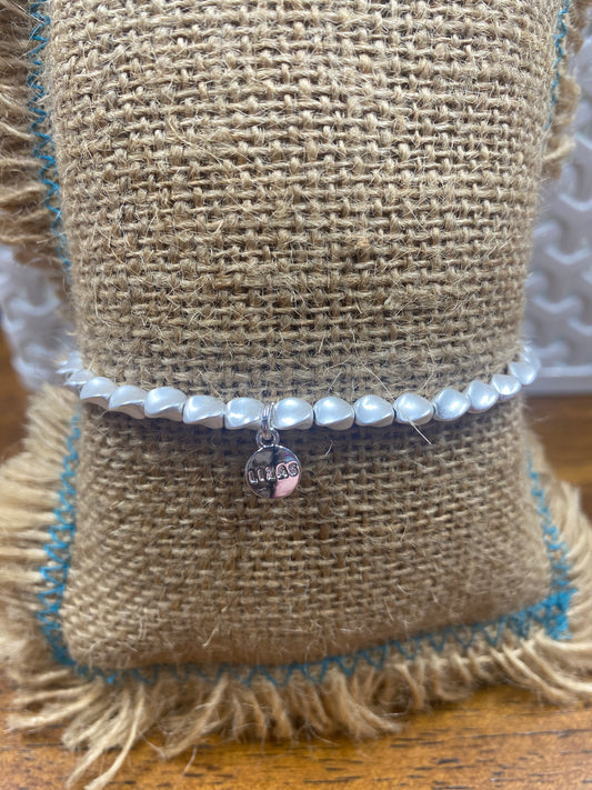 Livingston Bracelet - Silver Matte Spiral Bead Elastic Bracelet