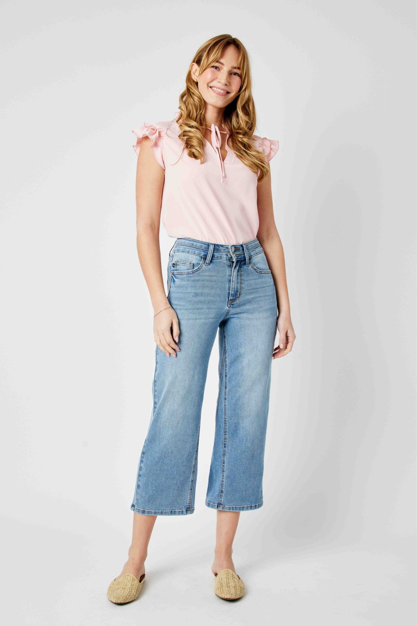 SALE* Judy Blue HW Double Waist Band Crop Wide Leg Jean 88616
