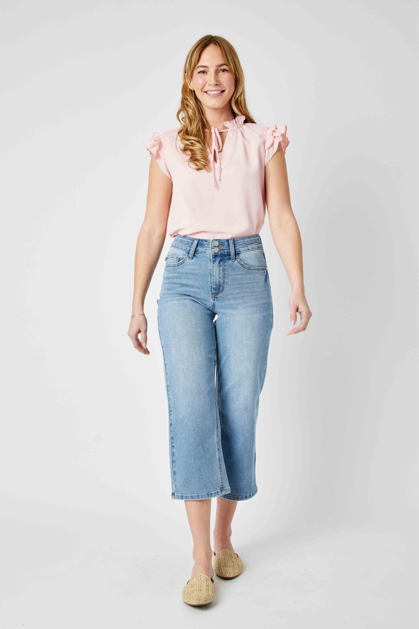 SALE* Judy Blue HW Double Waist Band Crop Wide Leg Jean 88616