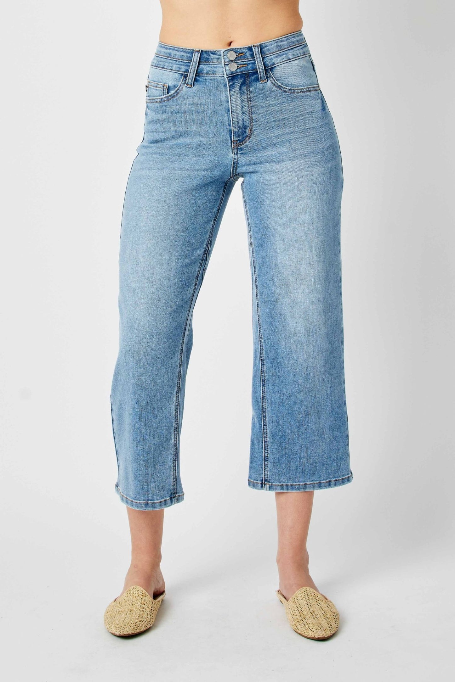 SALE* Judy Blue HW Double Waist Band Crop Wide Leg Jean 88616