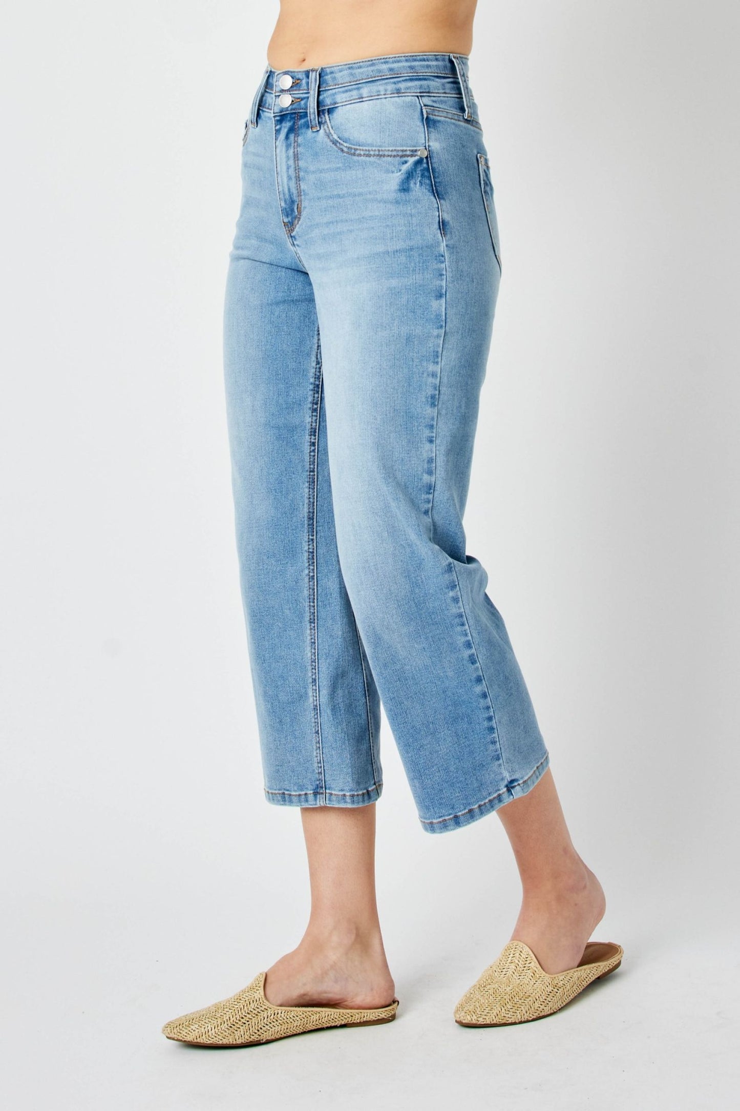 SALE* Judy Blue HW Double Waist Band Crop Wide Leg Jean 88616