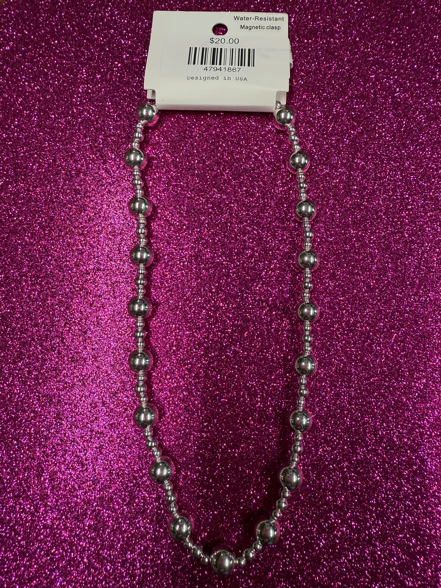 Silver 10mm Water Resistant Neckace