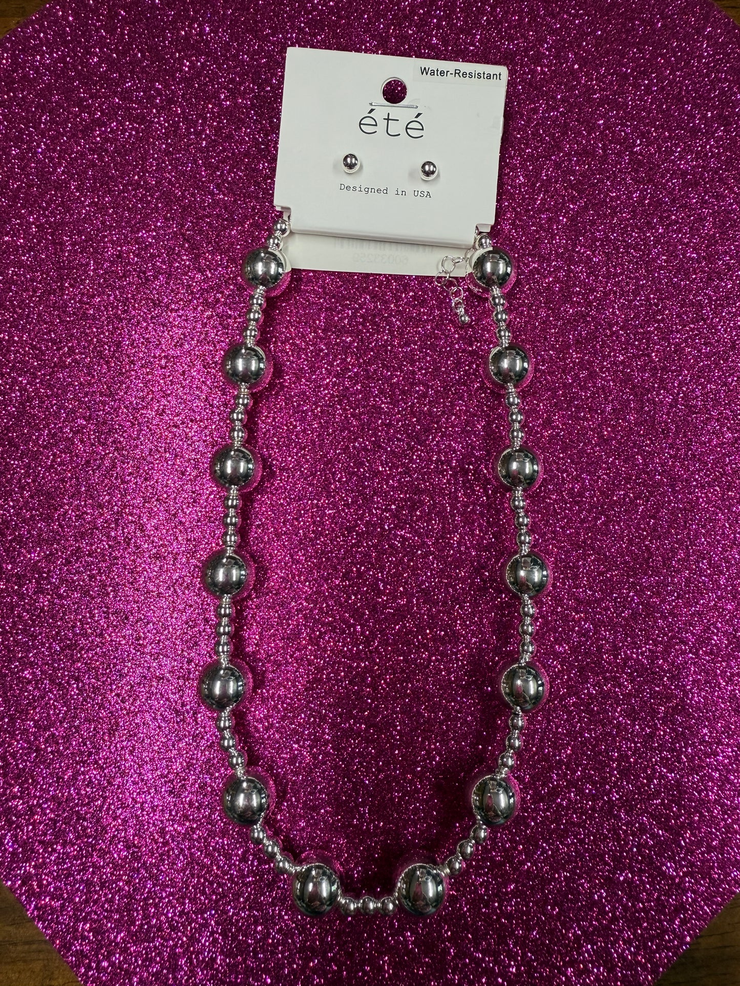 Silver 14mm Water Resistant Neckace Set