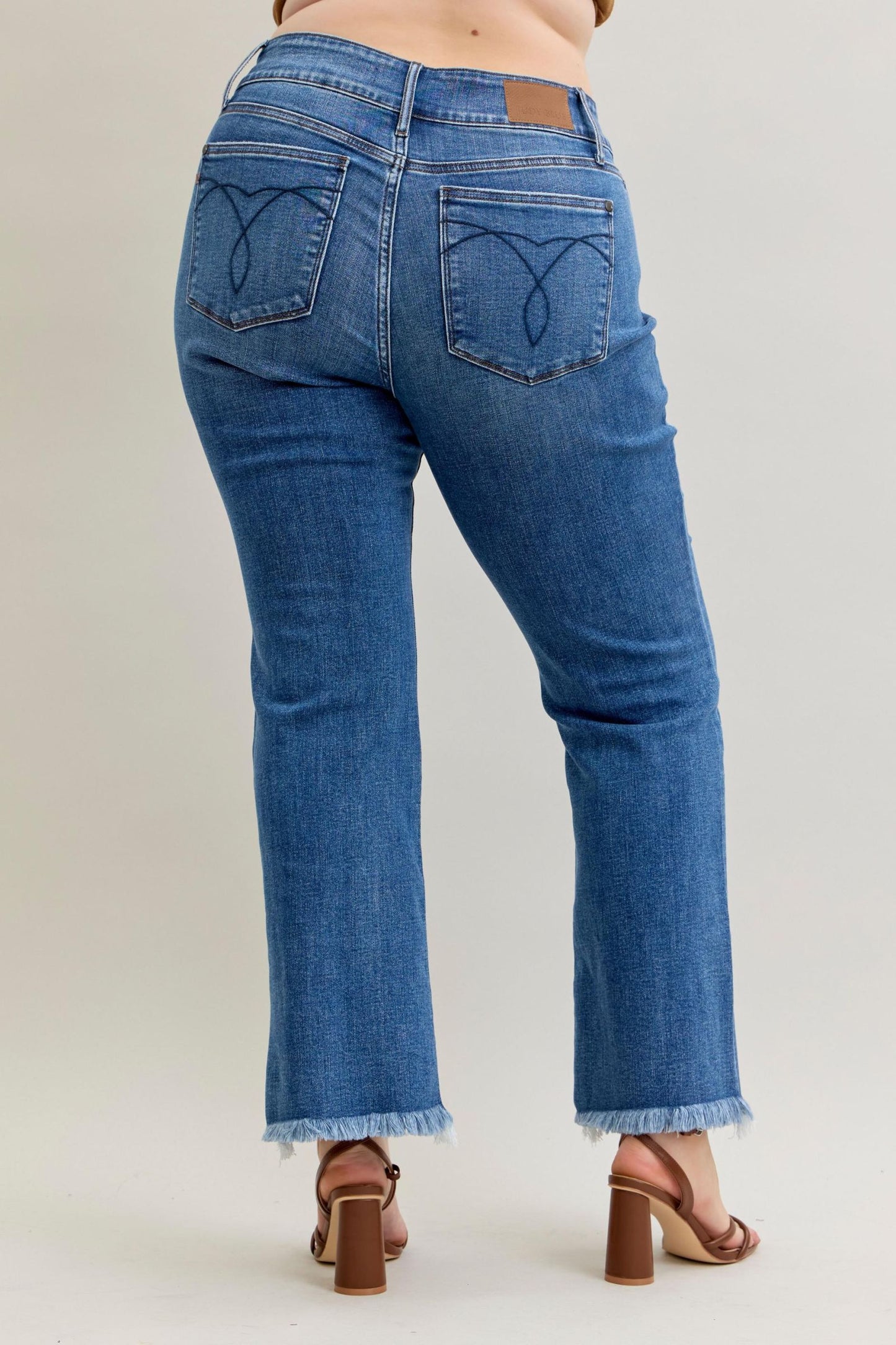 Judy Blue High Waist Bootcut Double Button WB & Fray Hem 82686