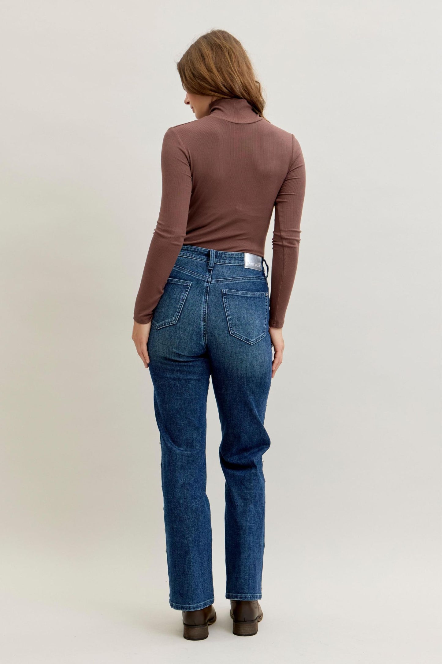 Judy Blue High Waist Straight Dome Studs Detail Jeans 881027