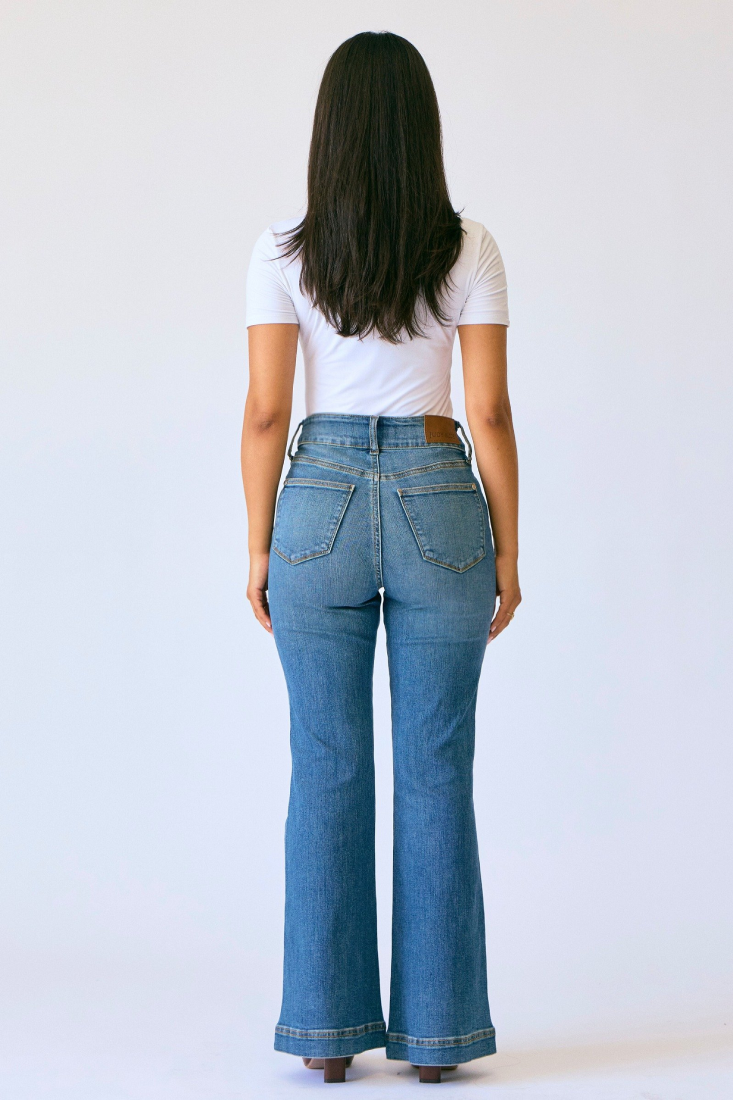Judy Blue PETITE High Waist Flare Tummy Control Double Button WB