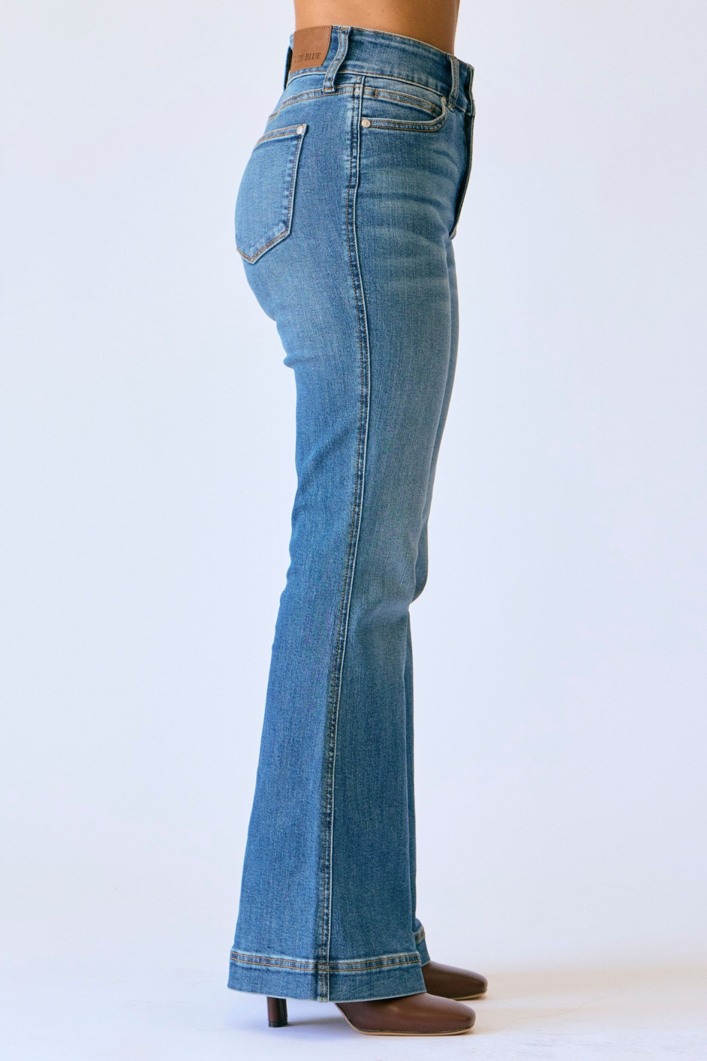 Judy Blue PETITE High Waist Flare Tummy Control Double Button WB