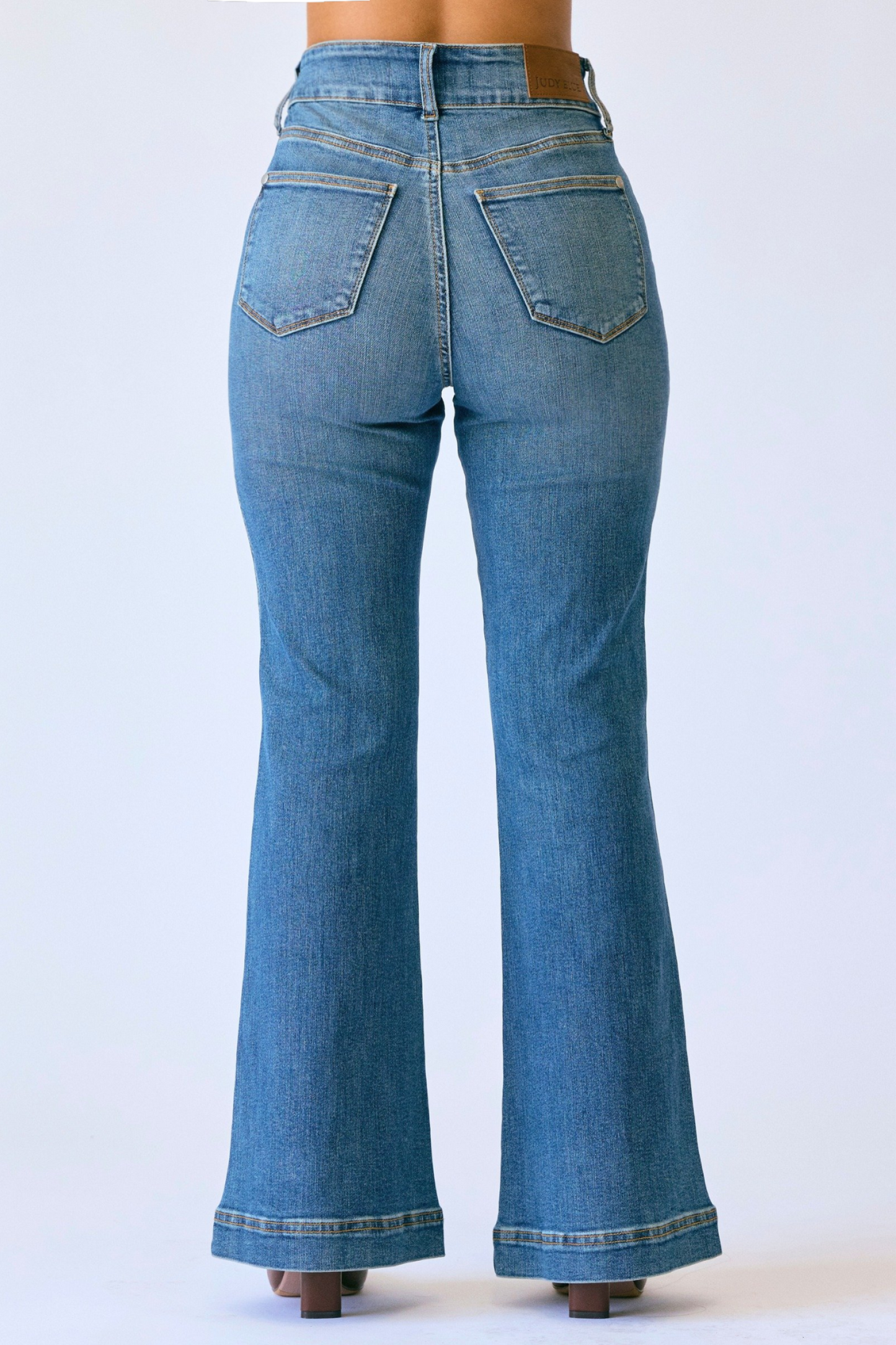 Judy Blue PETITE High Waist Flare Tummy Control Double Button WB