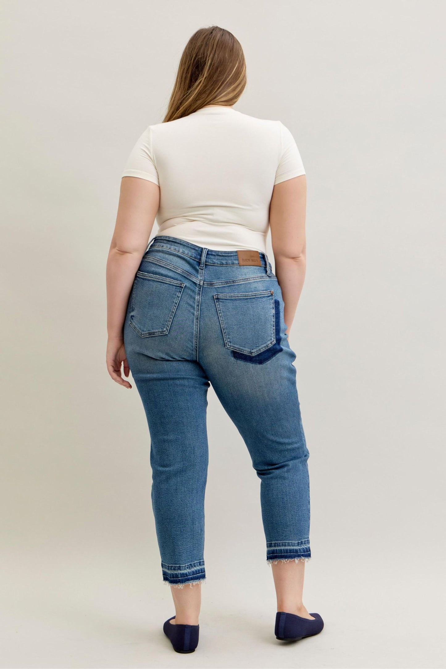 Judy Blue Mid Rise Patch & Repair Destroy Release Hem Jeans 881045