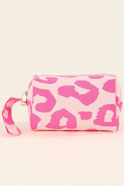 Leopard print cosmetic makeup travel bags