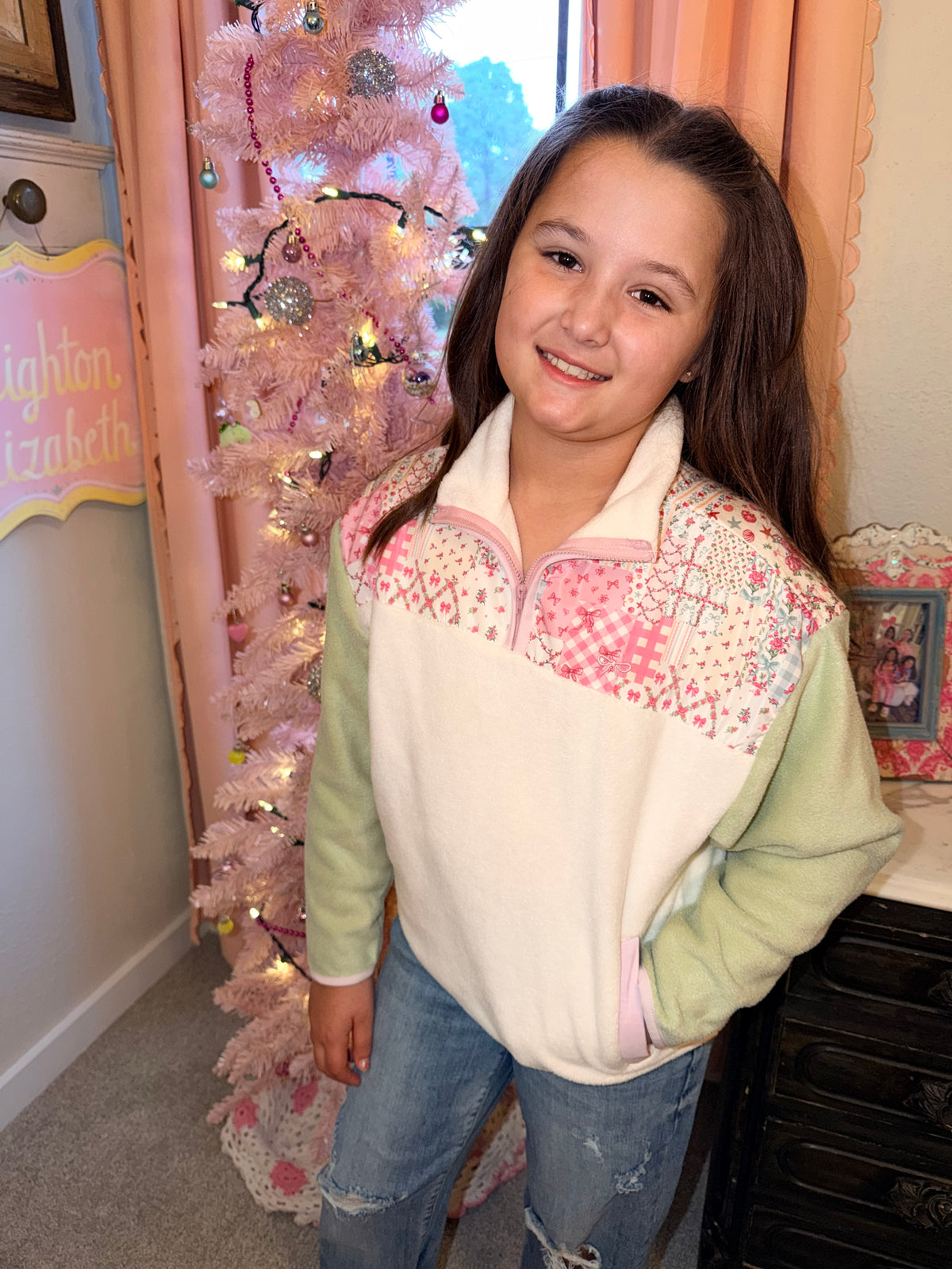 Youth Aleyna Quilted Ribbon Pullover
