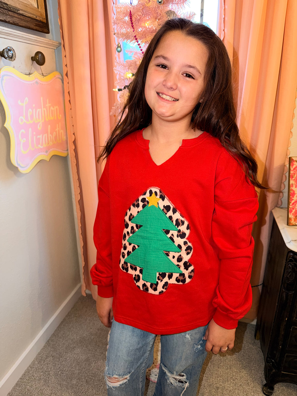 Youth Red Holiday V-Neck Sweatshirt