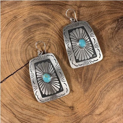 BOHO SOL Turquoise Matte Oxidized 925 Sterling Earrings