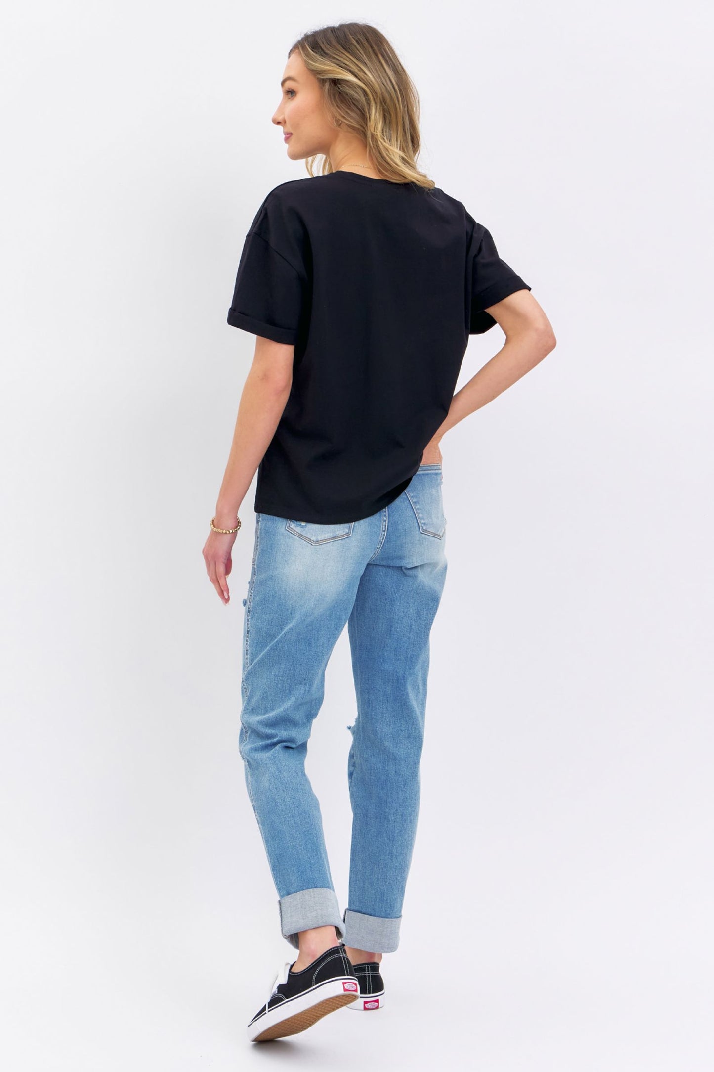Judy Blue High Waist Patch Pocket Destroyed Boyfriend Jean 88825