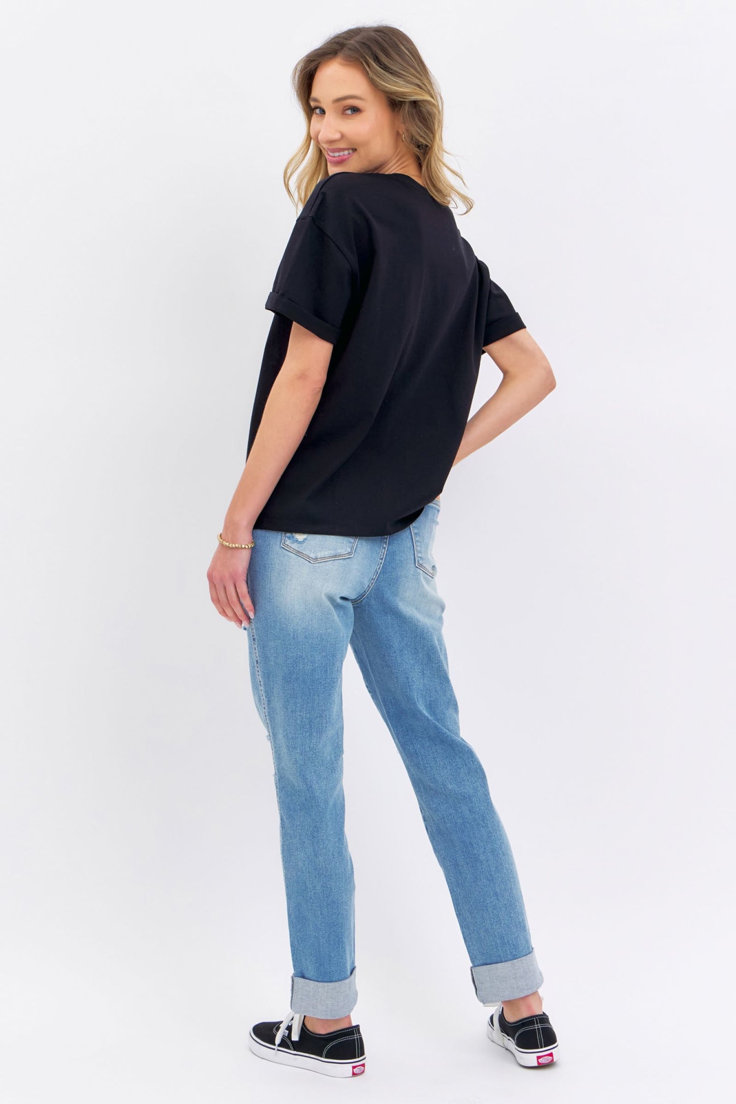 Judy Blue High Waist Patch Pocket Destroyed Boyfriend Jean 88825