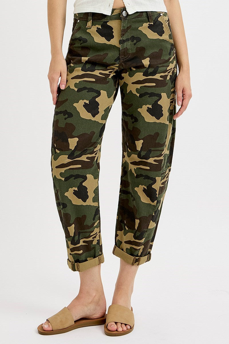 RISEN CAMOUFLAGE BARREL JEANS