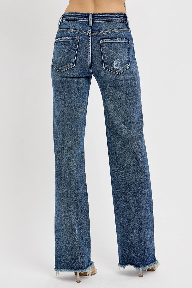 RISEN TUMMY CONTROL HIGH RISE LONG STRAIGHT JEANS 21108
