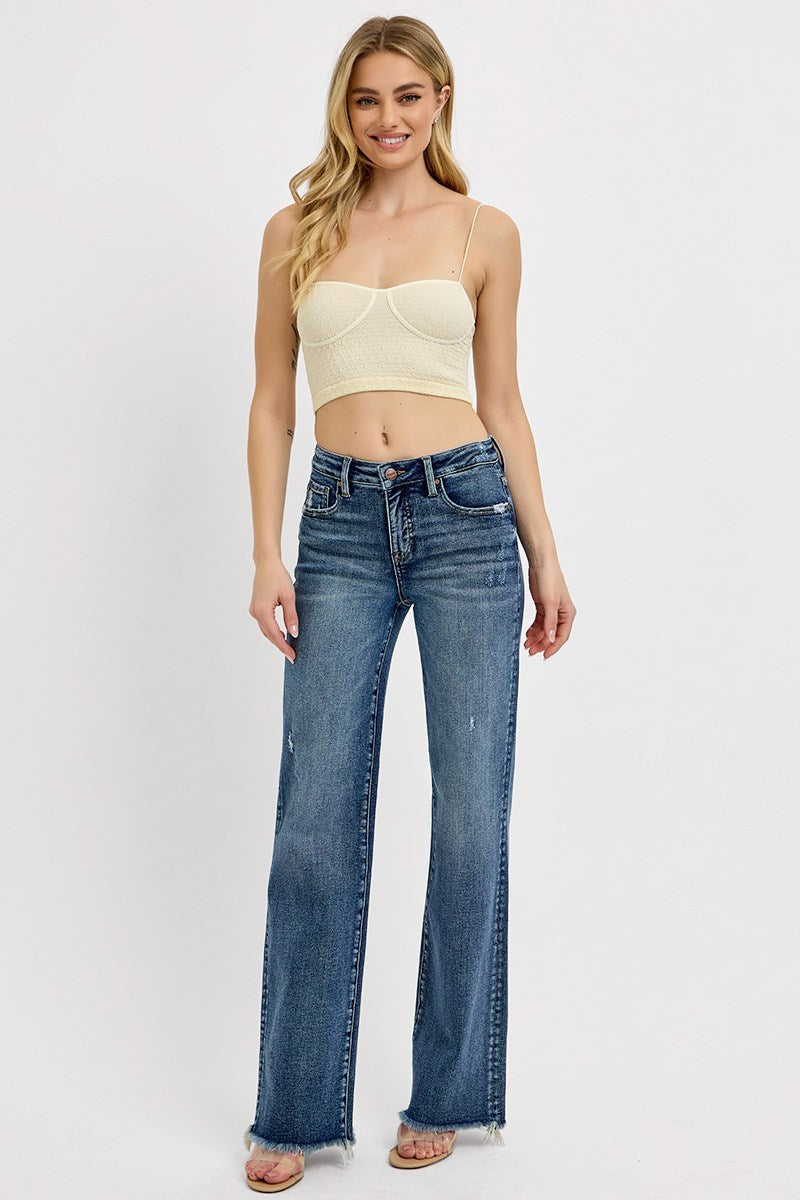 RISEN TUMMY CONTROL HIGH RISE LONG STRAIGHT JEANS 21108