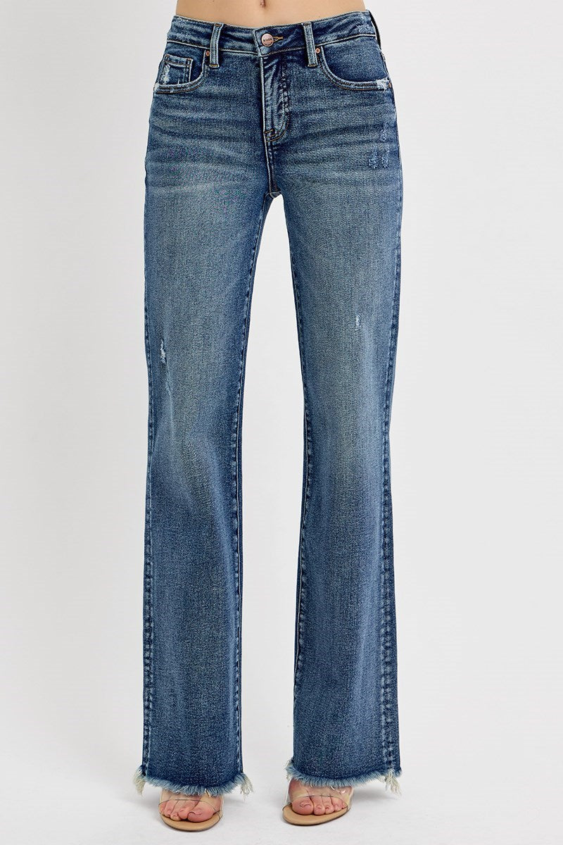 RISEN TUMMY CONTROL HIGH RISE LONG STRAIGHT JEANS 21108