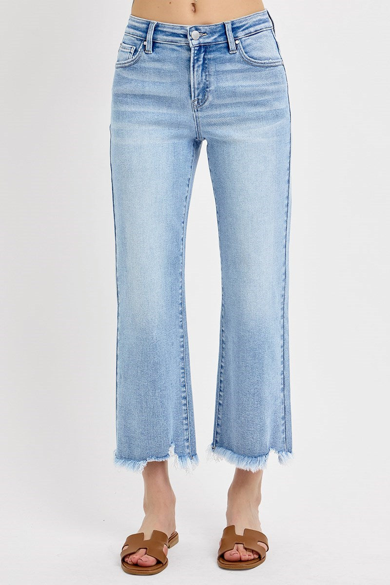 RISEN MID RISE CROP STRAIGHT JEANS 21137