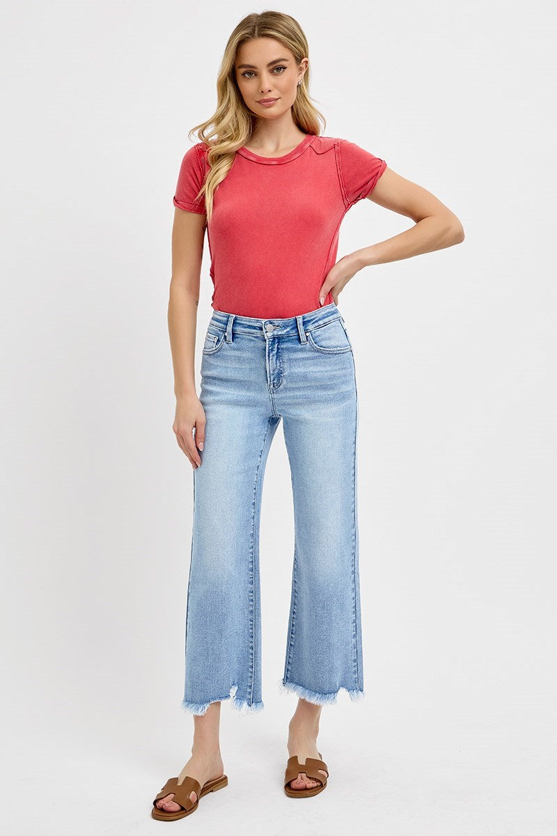 RISEN MID RISE CROP STRAIGHT JEANS 21137