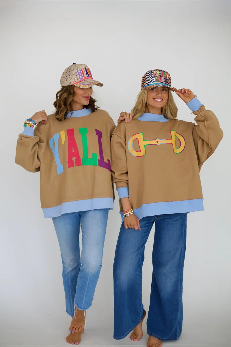 Poppy & Pine Y'ALL 2-Sided Mock Sweatshirt