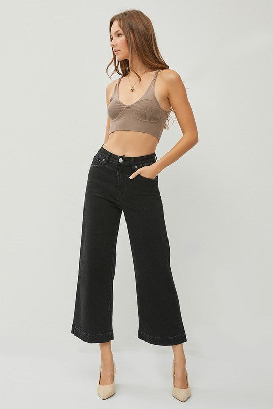 RISEN HIGH RISE ANKLE WIDE LEG JEANS 1252