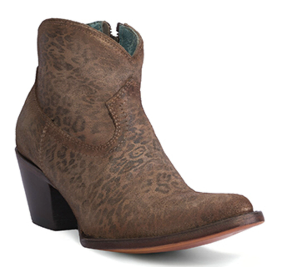Corral Women's Cheetah Print Suede Booties - Medium Toe A4468