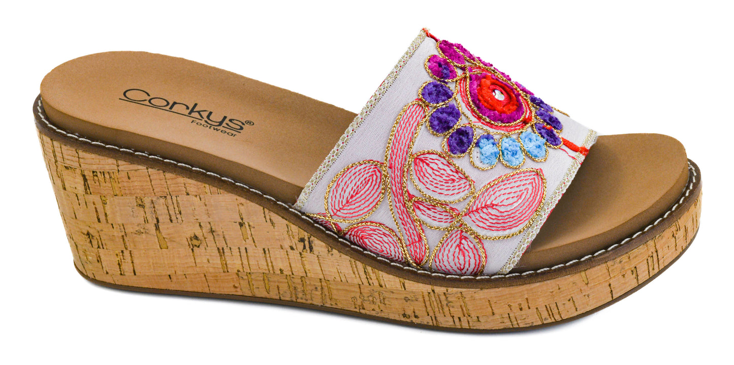 Wanderlust Red Multi Slip On Wedge