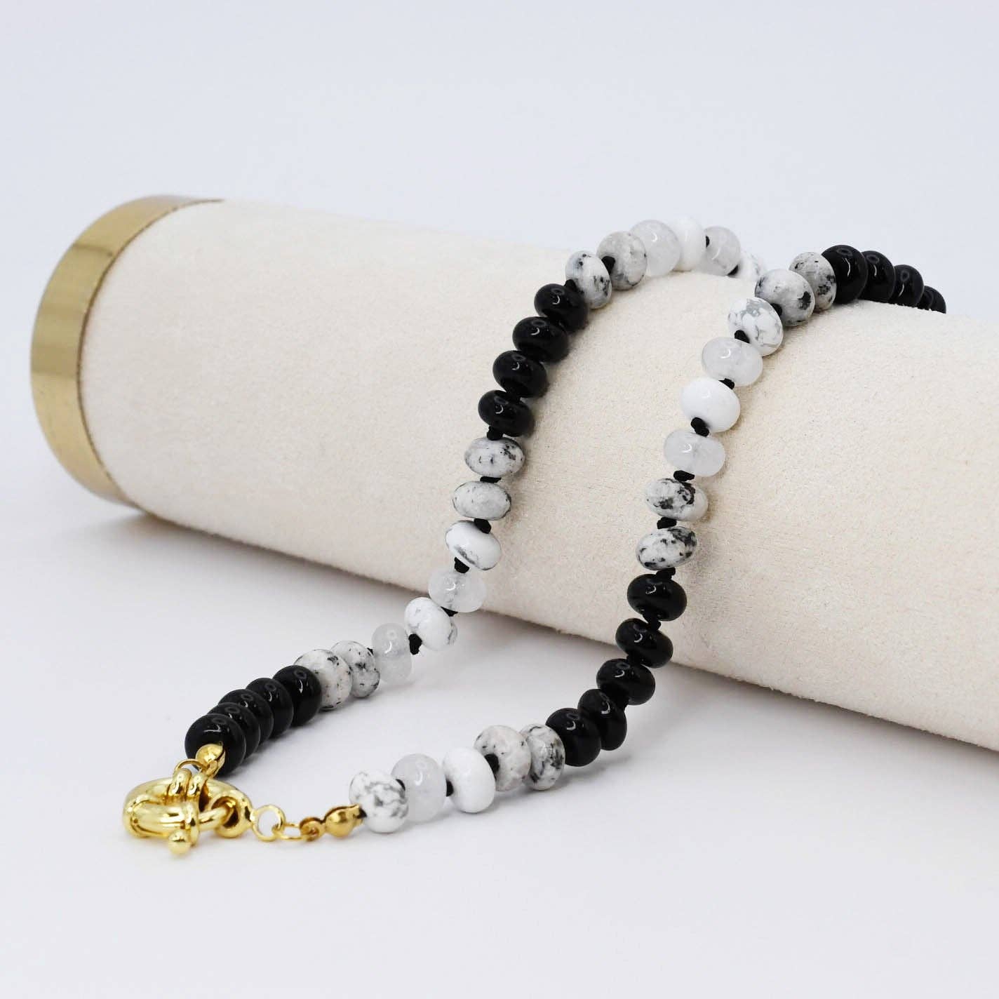 Brooke Black White Gemstone Necklace