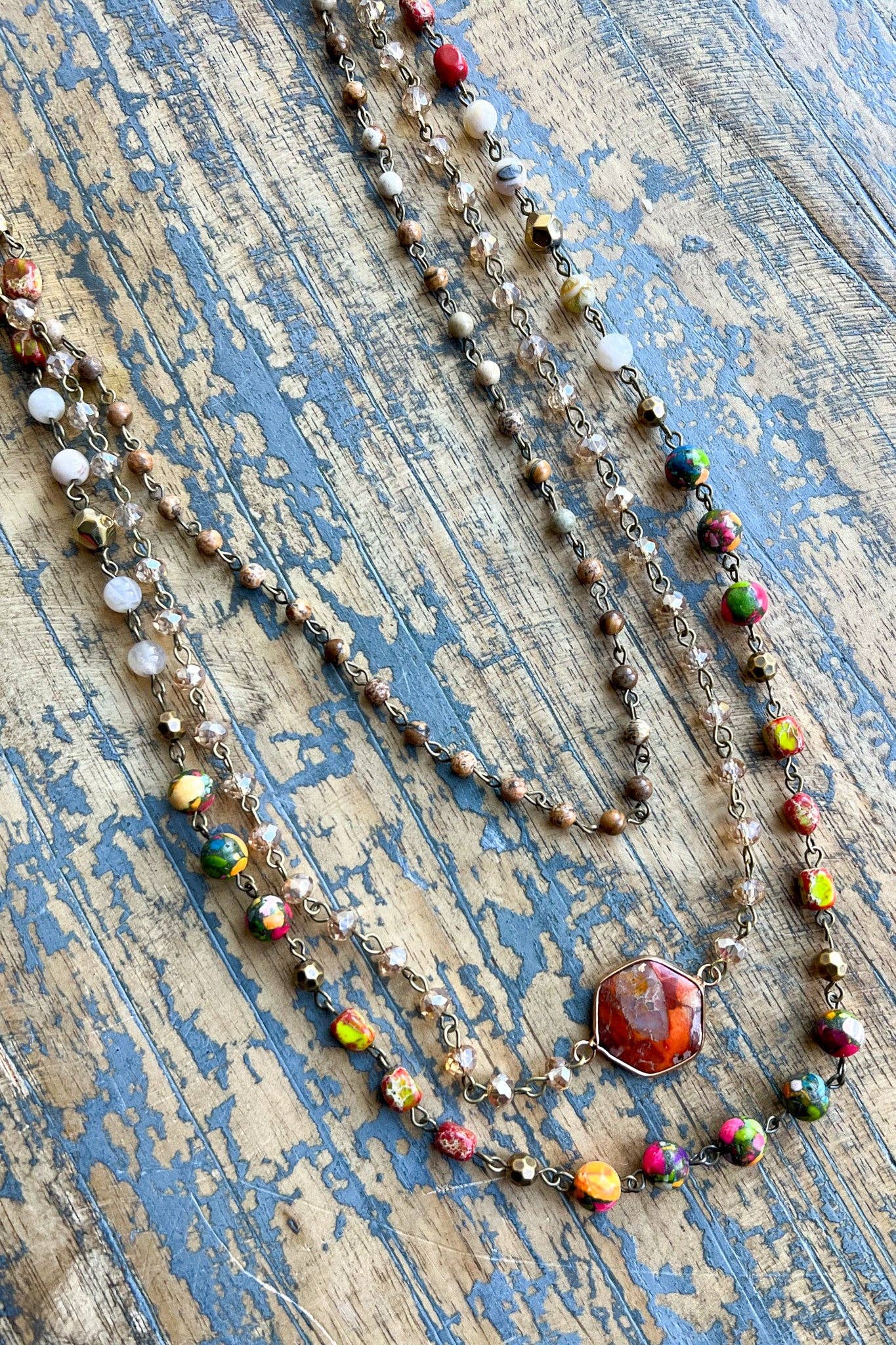 Janet Orange Necklace, Earring and Bracelet Set