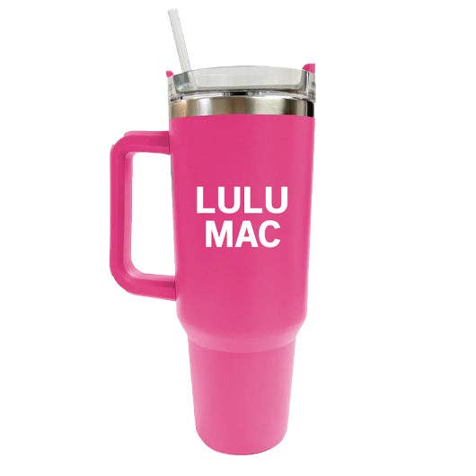 LULU MAC Tumbler Hot Pink with White Logo