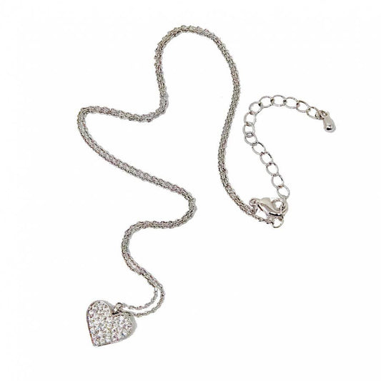 Silver Heart Sparkly Necklace