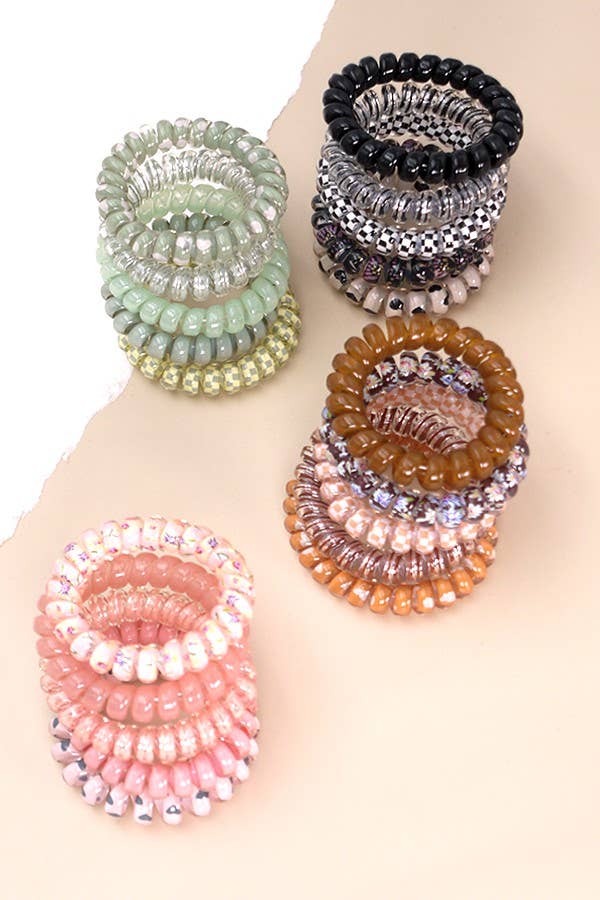 MIX SOLID FLOWER CHECKER ANIMAL HAIR  COILS 5 ASST PINK