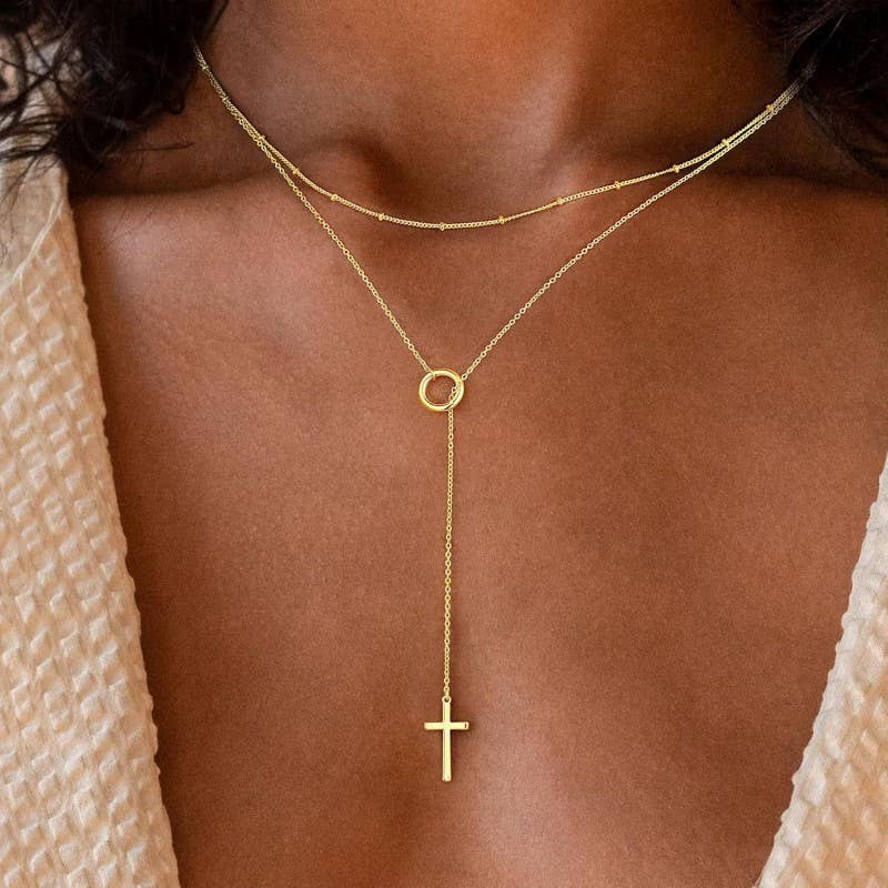 18K STAINLESS STEEL TARNISH FREE Y NECKLACE | 40NK9618: GOLD