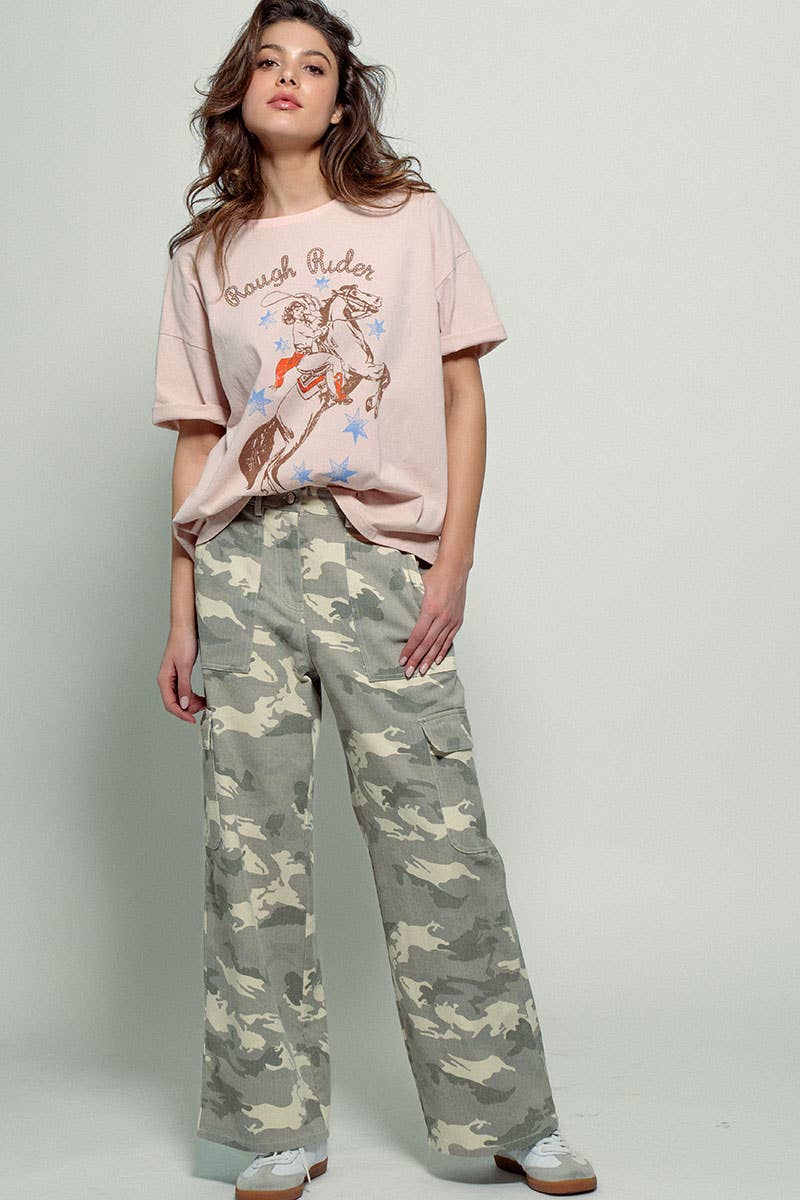 Desert Camo Wide Leg Cargo Pants