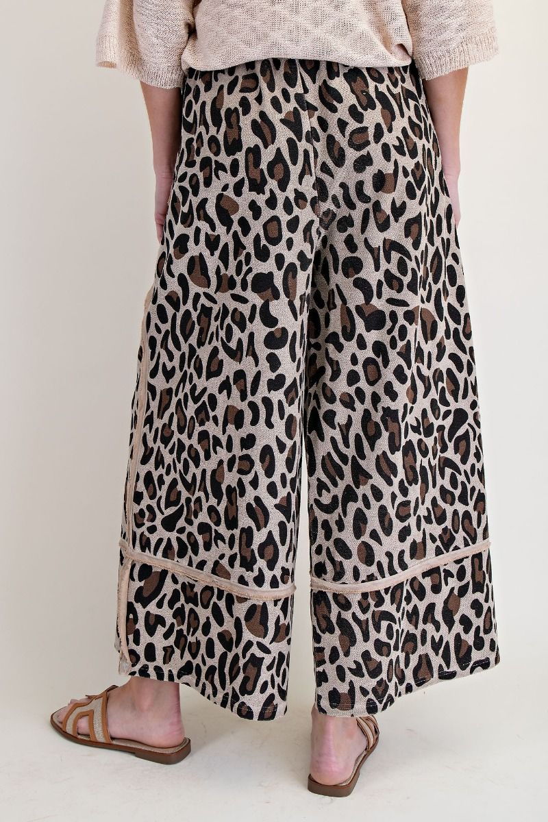MUSHROOM ANIMAL PRINT MINERAL WASHED TERRY KNIT LOUNGE PANTS