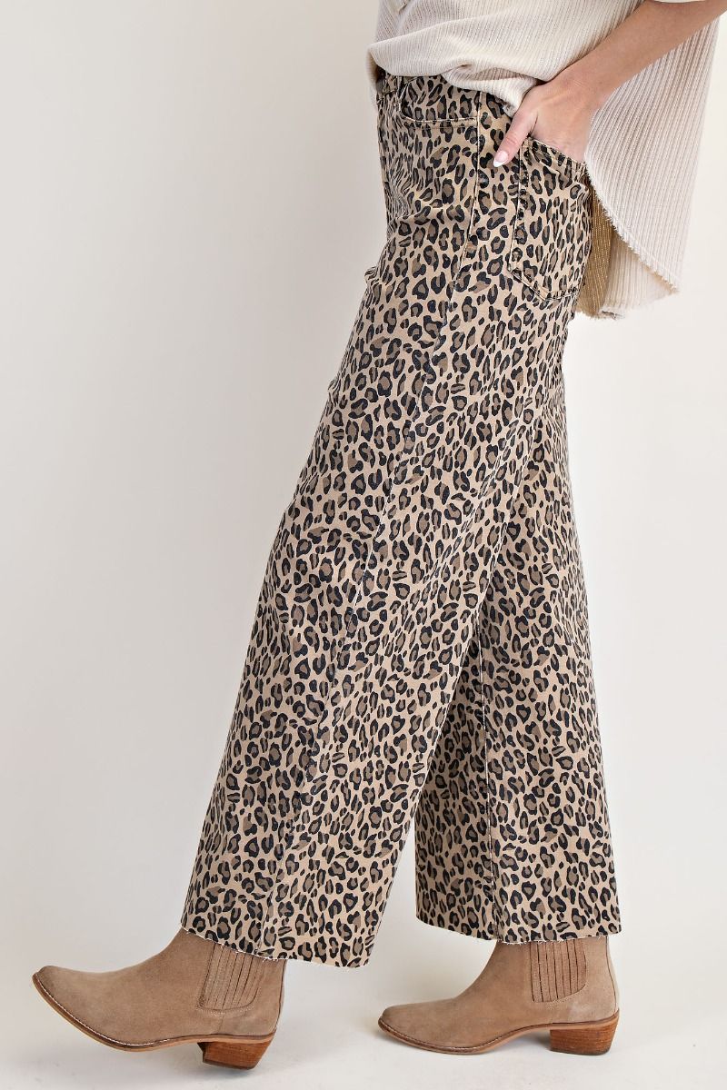 ANIMAL PRINT WASHED TWILL PANTS