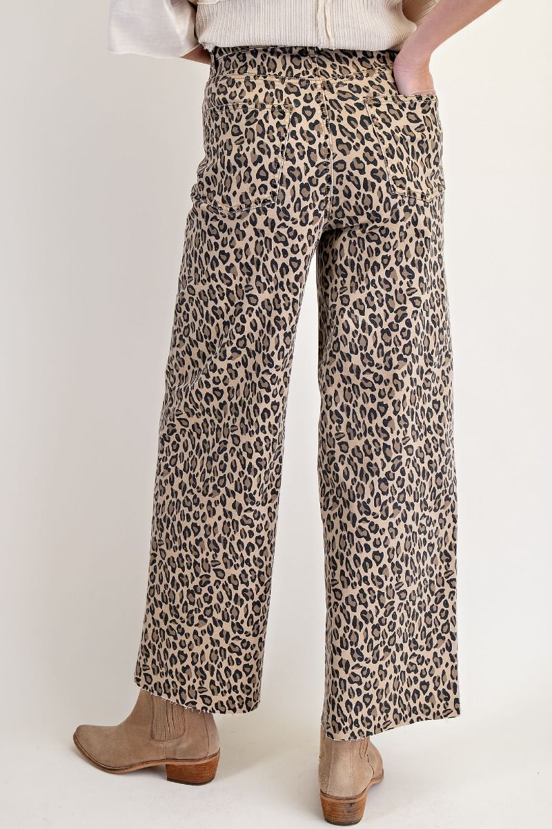 ANIMAL PRINT WASHED TWILL PANTS
