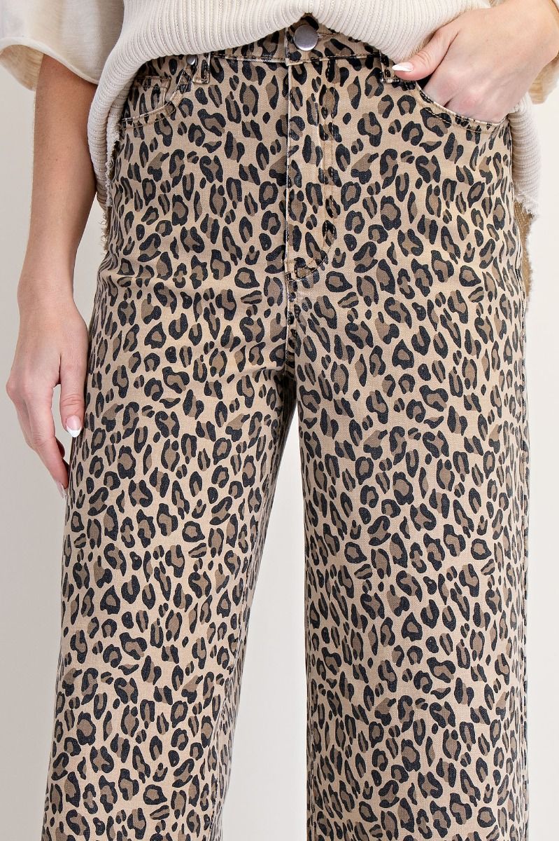 ANIMAL PRINT WASHED TWILL PANTS